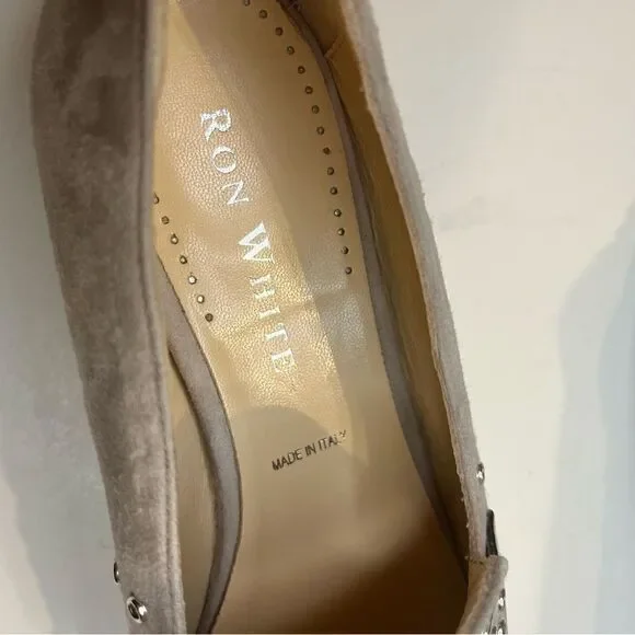 Ron White Kaysen Cashmere Suede Studded Loafer in Gray Size 9‎ (39.5) NWOB - Picture 5 of 10